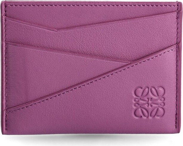Puzzle Leather Card Holder in Pink - Loewe