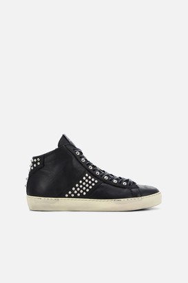 leather crown high top sneakers