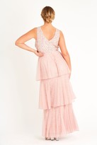 Thumbnail for your product : Lace & Beads deep V sequin Maxi with a soft mesh layered skirt