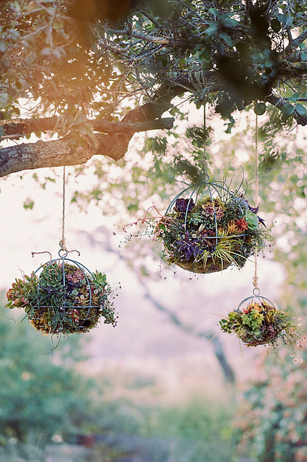 Zinc Sphere Hanging Basket