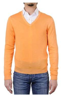 Malo Men's Orange Wool Sweater.