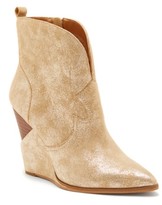 gold wedge booties