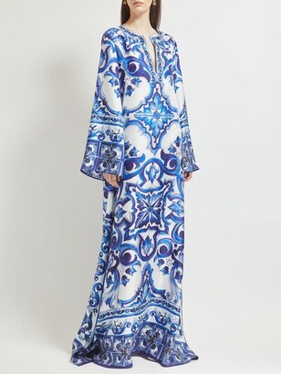 Dolce & Gabbana Printed silk twill long caftan dress