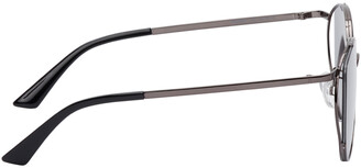 McQ Gunmetal Round Iconic Gravity Bar Sunglasses