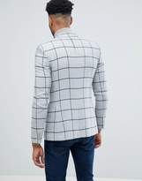 Thumbnail for your product : ASOS Design TALL Super Skinny Blazer In Gray Wool Mix With Green Windowpane Check