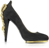 Thumbnail for your product : Roberto Cavalli Black Leather and Suede Serpent Pump