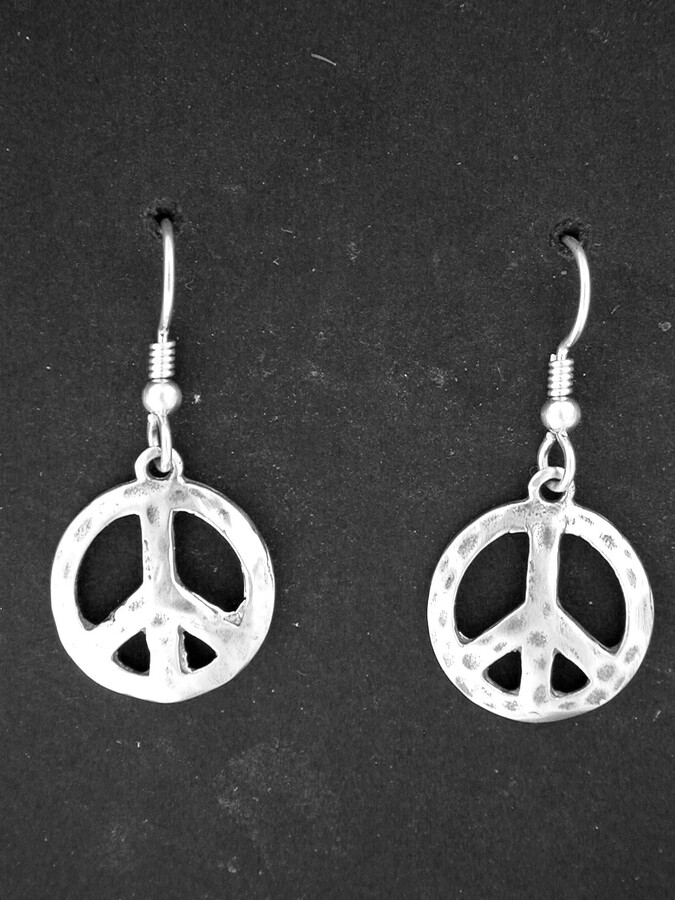 Etsy sterling Silver Peace Sign Earrings On Heavy French Wires
