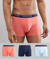 Thumbnail for your product : Tommy Hilfiger 3 Pack Trunks Navy Waistbands In Navy/Blue/Pink