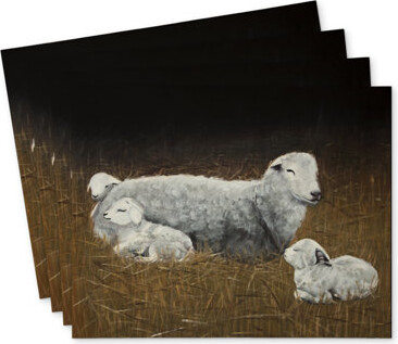 East Urban Home Polyester Sheep and Lambs Andaluss Set of 4 | Home Decor