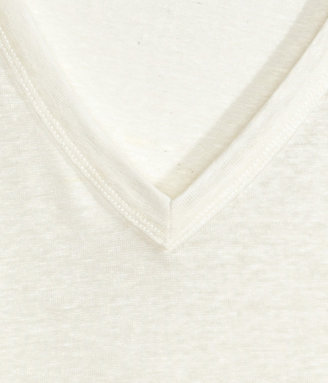 H&M Linen T-shirt - White - Ladies