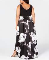 Thumbnail for your product : Betsy & Adam Plus Size Floral-Print High-Low Gown