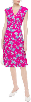 Carolina Herrera Pleated Floral-print Stretch-cotton Poplin Dress