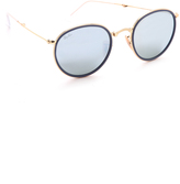 Thumbnail for your product : Ray-Ban Mirrored Round Foldable Icon Sunglasses