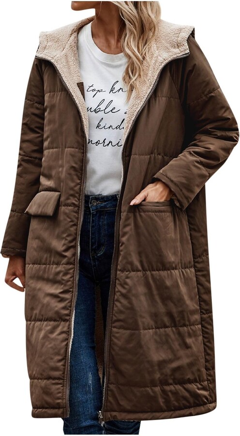 NSICBMNO Fleece Coat Womens Full Zip Hoodie Plus Szie Quilted Jacket ...