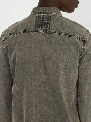 Givenchy Point Collar Washed Denim Shirt - Mens - Grey