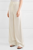 Thumbnail for your product : Protagonist Pintucked Satin Wide-leg Pants - Ivory