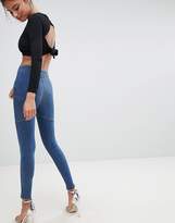 Thumbnail for your product : ASOS Design Rivington High Waist Denim Jeggings In Mid Blue Wash With Star Bum Detail