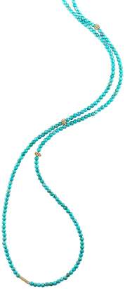Lagos 18K Gold and Turquoise Single Strand Caviar Icon Station Necklace, 34