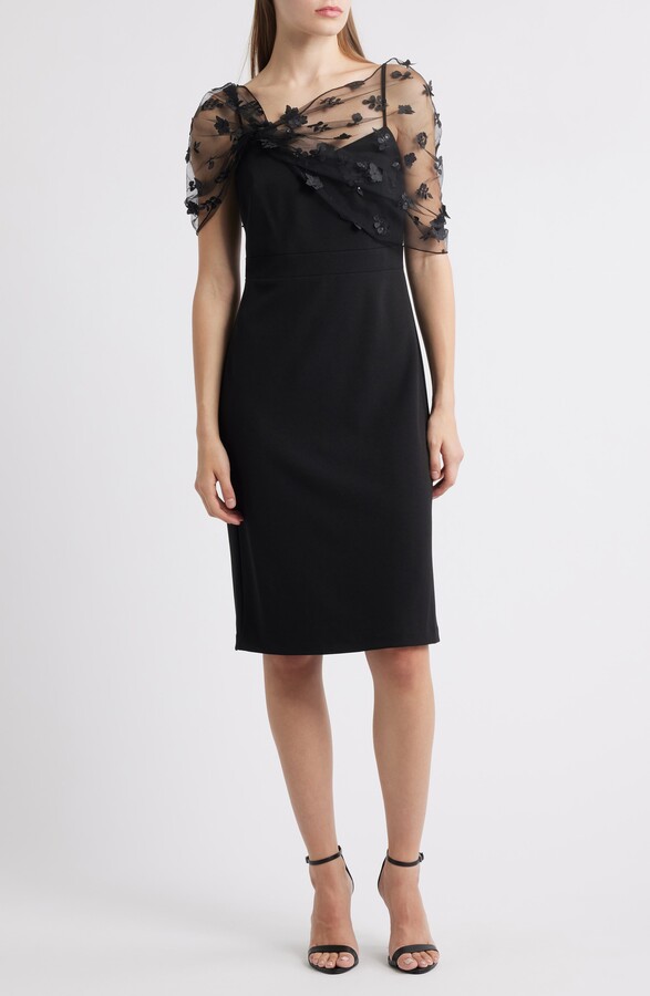 Eliza J Twist Detail Cap Sleeve Scuba Crepe Cocktail Dress ShopStyle