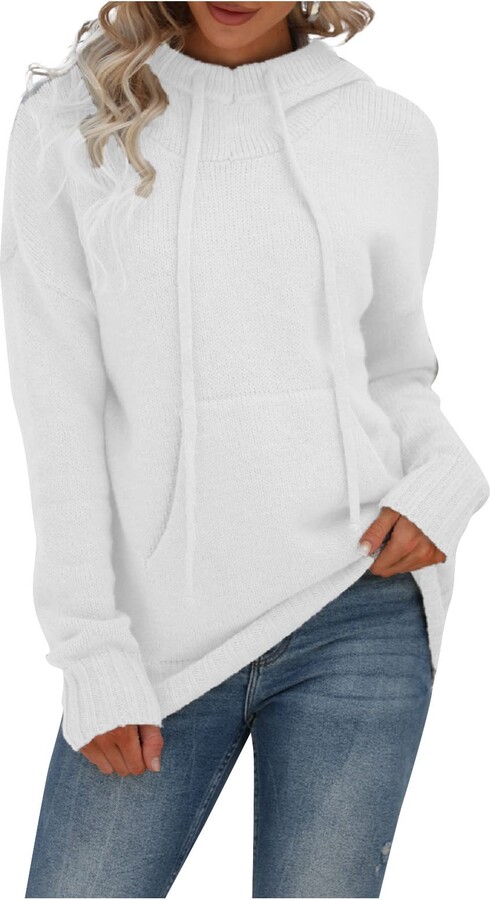 Womens Sweatshirts with Pocket, Fall Winter Solid Color V Neck Pullover  Preppy Clothes