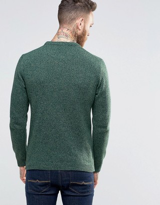 ASOS Lambswool Rich Crew Neck Sweater in Green Twist