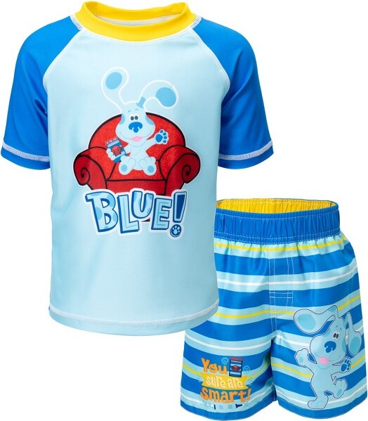 Blue's Clues & You! Infant Baby Boys Rash Guard and Swim Trunks Outfit