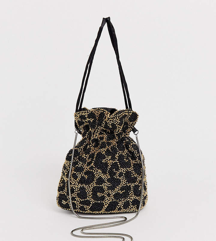 Skinnydip Tilly beaded leopard drawstring cross body bag ShopStyle