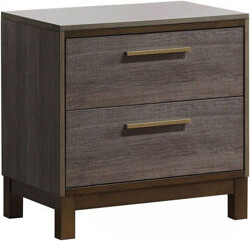 Ebern Designs Wooden Nightstand With 2 Drawers In Two-Tone Antique Gray Finish