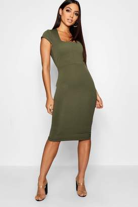 boohoo NEW Womens Square Neck Midi Dress in Polyester