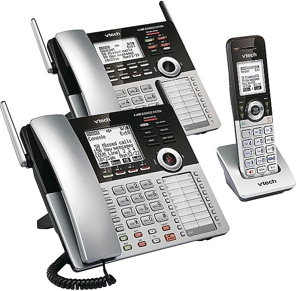 Vtech Small Business 80-0327-00 4-Line Cordless Phone System, Silver/Black