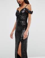 Thumbnail for your product : TFNC Sweetheart Sequin Maxi Dress With Cold Shoulder