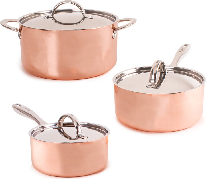 Berghoff Vintage-Like Tri-Ply Polished Copper 6 Piece Cookware Set - Copper Silver