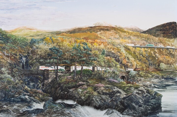 Harley Miller, Harley Miller - Large 1999 Watercolour, Rail Freight in Scotland, 1999