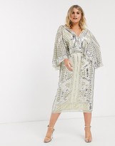 Thumbnail for your product : ASOS EDITION Curve cape sleeve armour midi dress