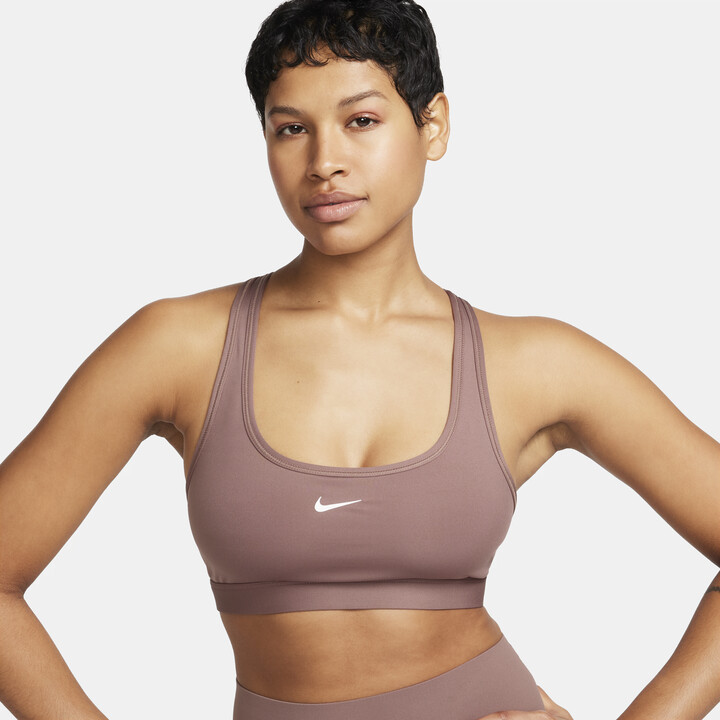 Nike Women's Swoosh Medium-Support High-Neck Keyhole Sports Bra in Purple -  ShopStyle