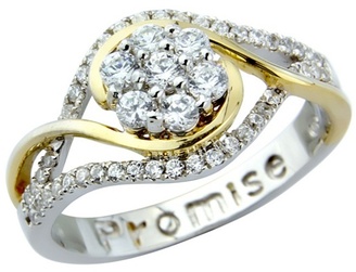 Precious Moments Sterling silver & gold plated cz 'Promise' ring