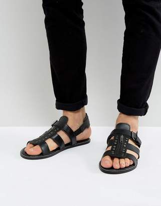 ASOS Sandals In Black Leather With Studs