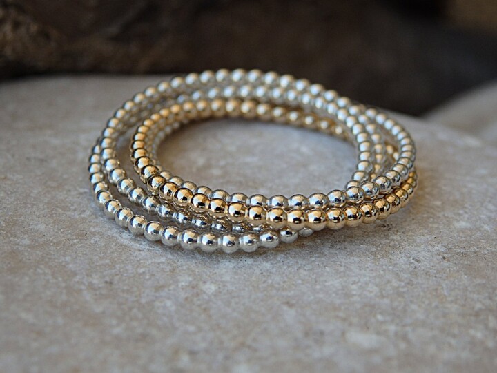 Etsy Two-Tone Ball Ring Sterling Silver & Gold Filled Multi-Band Stacking Ring