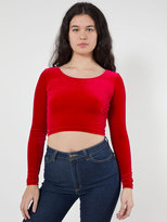 Thumbnail for your product : American Apparel Stretch Velvet Long Sleeve Crop Top