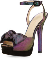 Thumbnail for your product : Pelle Moda Gisella Iridescent Suede Peep-Toe Sandal, Violet