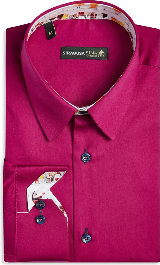 Siragusa Printed Silk Trim Dress Shirt