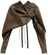 Thumbnail for your product : Colville - Twist Front Cropped Satin Cape Top - Womens - Dark Green