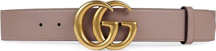 Leather belt with Double G buckle