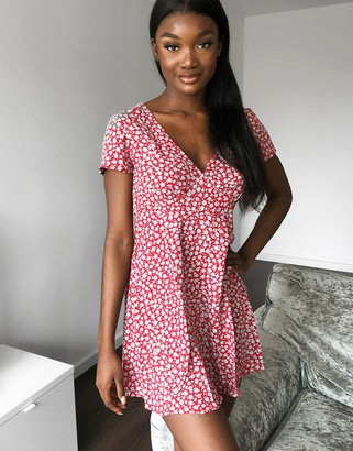 Motel mini tea dress in ditsy red floral