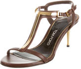 Thumbnail for your product : Tom Ford Metal-Accented Leather Sandals