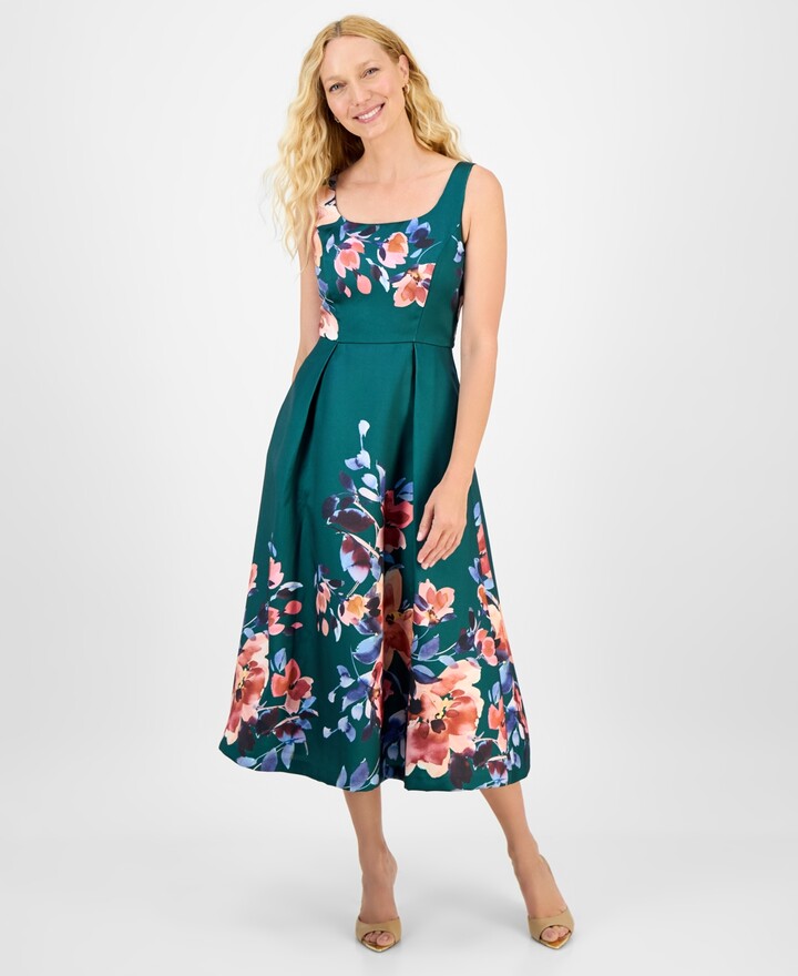 Julia Jordan Women's Printed Square-Neck Sleeveless Dress