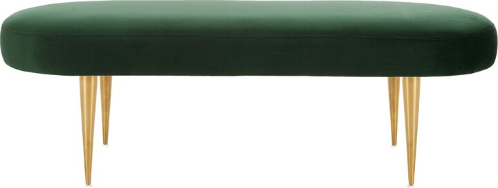 Safavieh Home Collection Corinne Emerald and Gold Velvet Oval Bench
