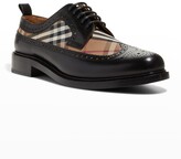 Thumbnail for your product : Burberry Men's Leather & Check Textile Wingtip Oxford Shoes