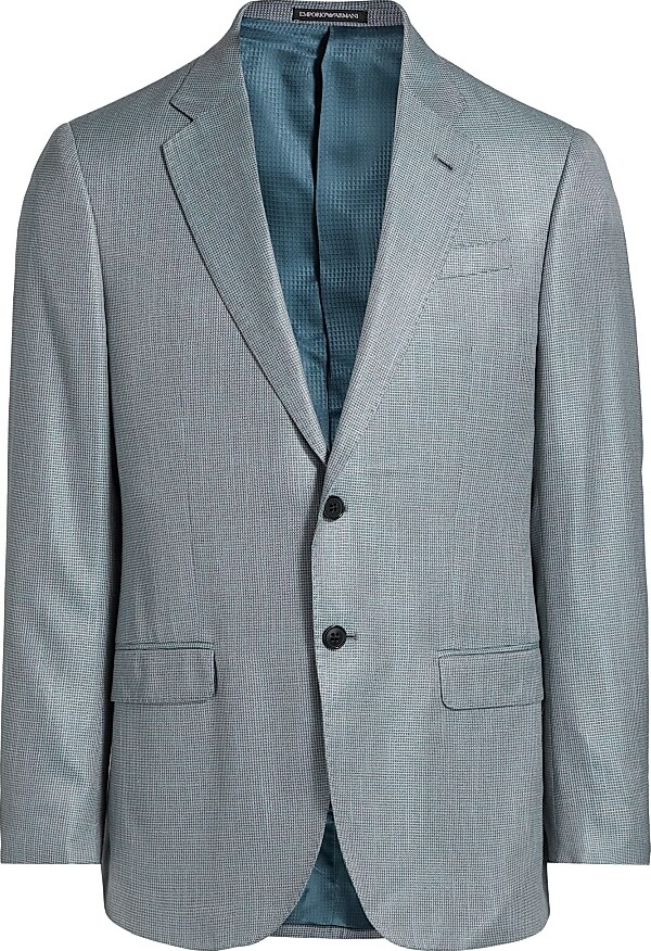 Emporio Armani Men's Textured Single-Breasted Jacket - Grey - Size 44
