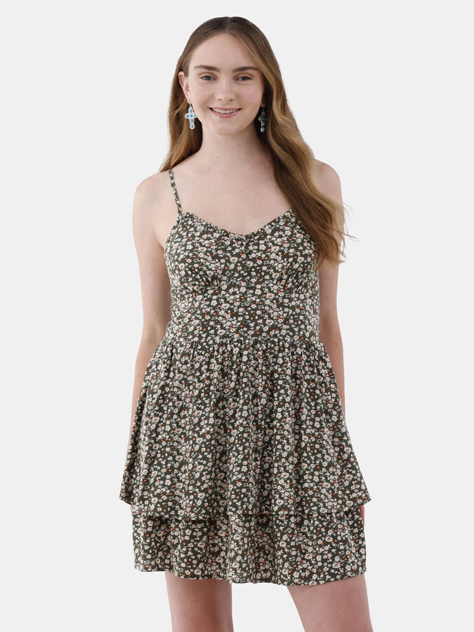 No Boundaries Tiered Corset Ruffle Dress, Women’s